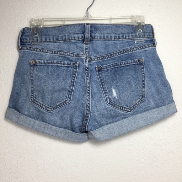 Distressed Denim Cuffed Cutoff Rolled Hem Jean Shorts SZ 0 - Picture 2 of 8